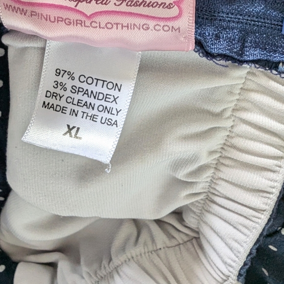 Pinup Couture Polka Dot Fit and Flare Dress XL Navy Blue White 1950s Rockabilly - Picture 6 of 6